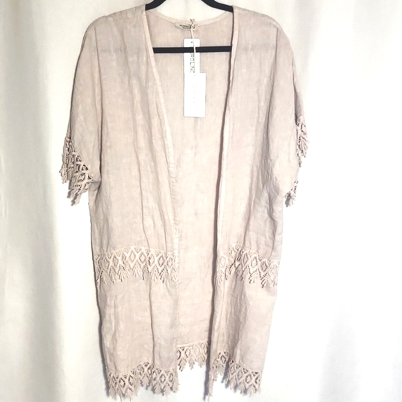 Valentina Naldi Tops - Valentina Naldi Pure Linen Made in Italy Open Front Kimono Cardigan One Size NEW